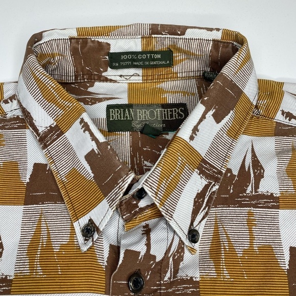 Vintage Button Front Short Sleeve Shirt Ships Graphic Sz XL - Picture 3 of 6